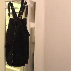 Zara black denim overall dress small
